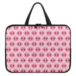 Pink Pig Nose Pattern Print Laptop Sleeve With Handle