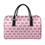 Pink Pig Nose Pattern Print Leather Duffle Bag