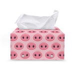 Pink Pig Nose Pattern Print Leather Tissue Box Cover