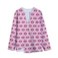 Pink Pig Nose Pattern Print Long Sleeve Short Coat