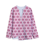 Pink Pig Nose Pattern Print Long Sleeve Short Coat