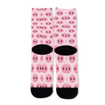 Pink Pig Nose Pattern Print Long Socks