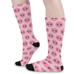 Pink Pig Nose Pattern Print Long Socks