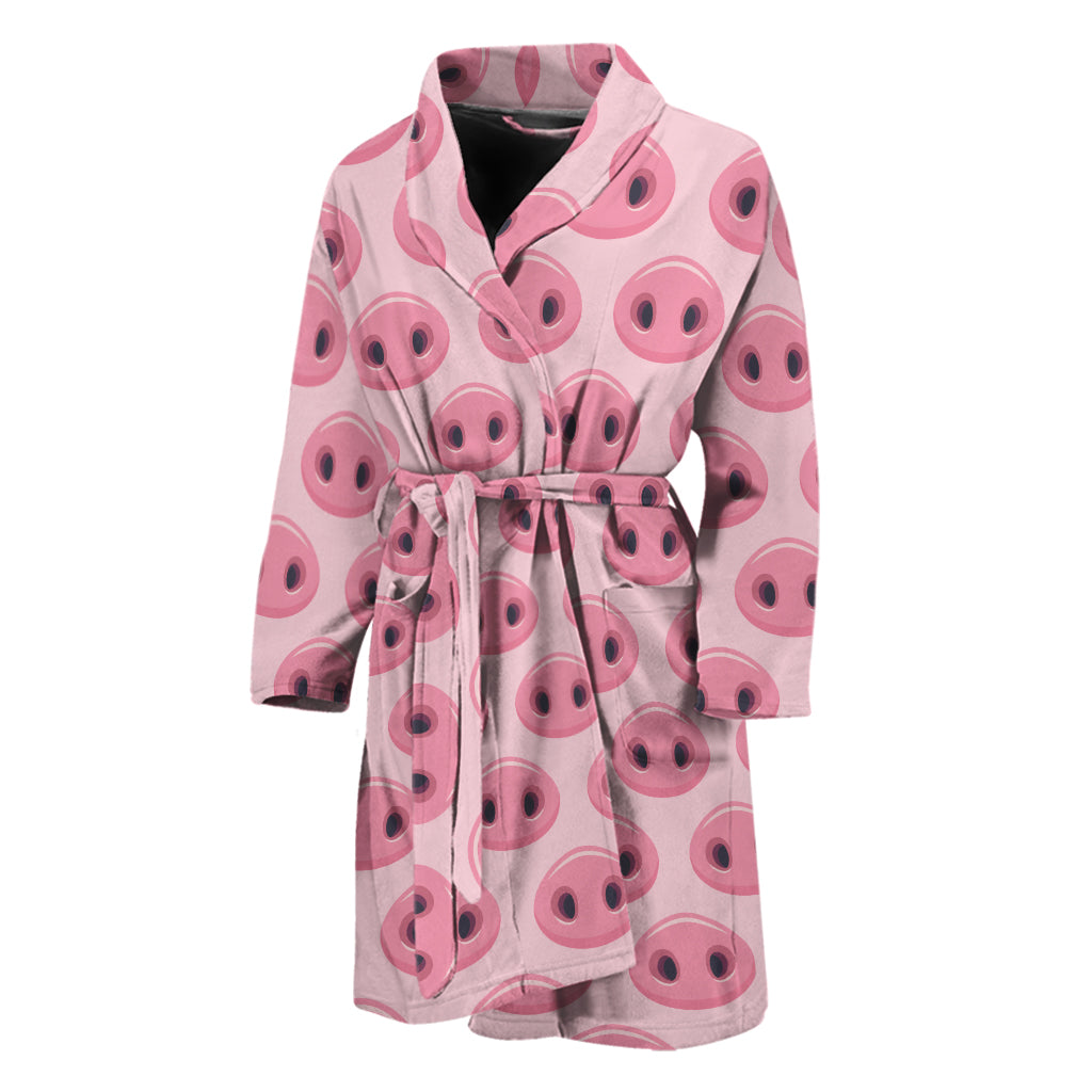 Pink Pig Nose Pattern Print Men's Bathrobe