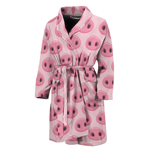 Pink Pig Nose Pattern Print Men's Bathrobe