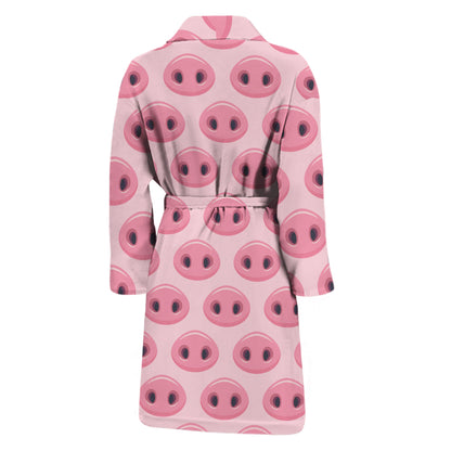 Pink Pig Nose Pattern Print Men's Bathrobe
