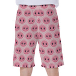 Pink Pig Nose Pattern Print Men's Beach Shorts