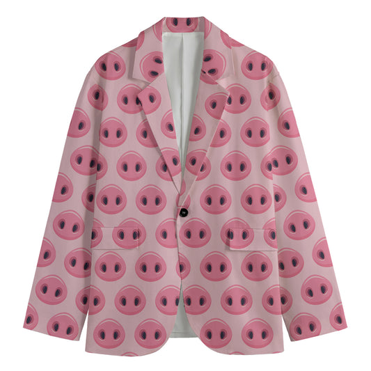 Pink Pig Nose Pattern Print Men's Blazer