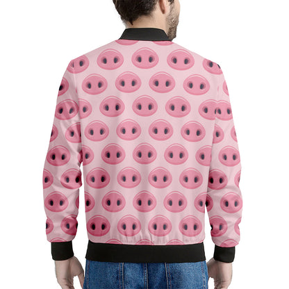 Pink Pig Nose Pattern Print Men's Bomber Jacket