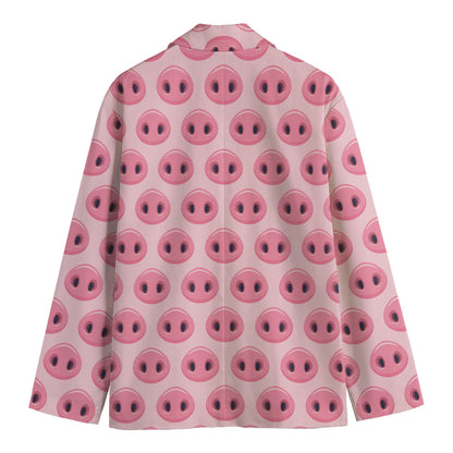 Pink Pig Nose Pattern Print Men's Cotton Blazer