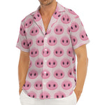 Pink Pig Nose Pattern Print Men's Deep V-Neck Shirt