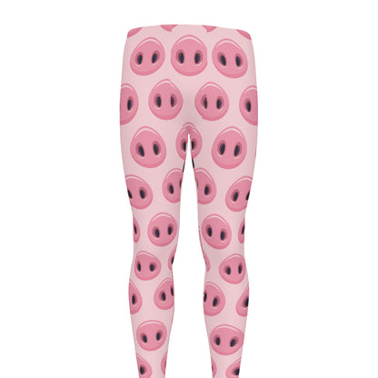Pink Pig Nose Pattern Print Men's leggings