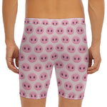 Pink Pig Nose Pattern Print Men's Long Boxer Briefs