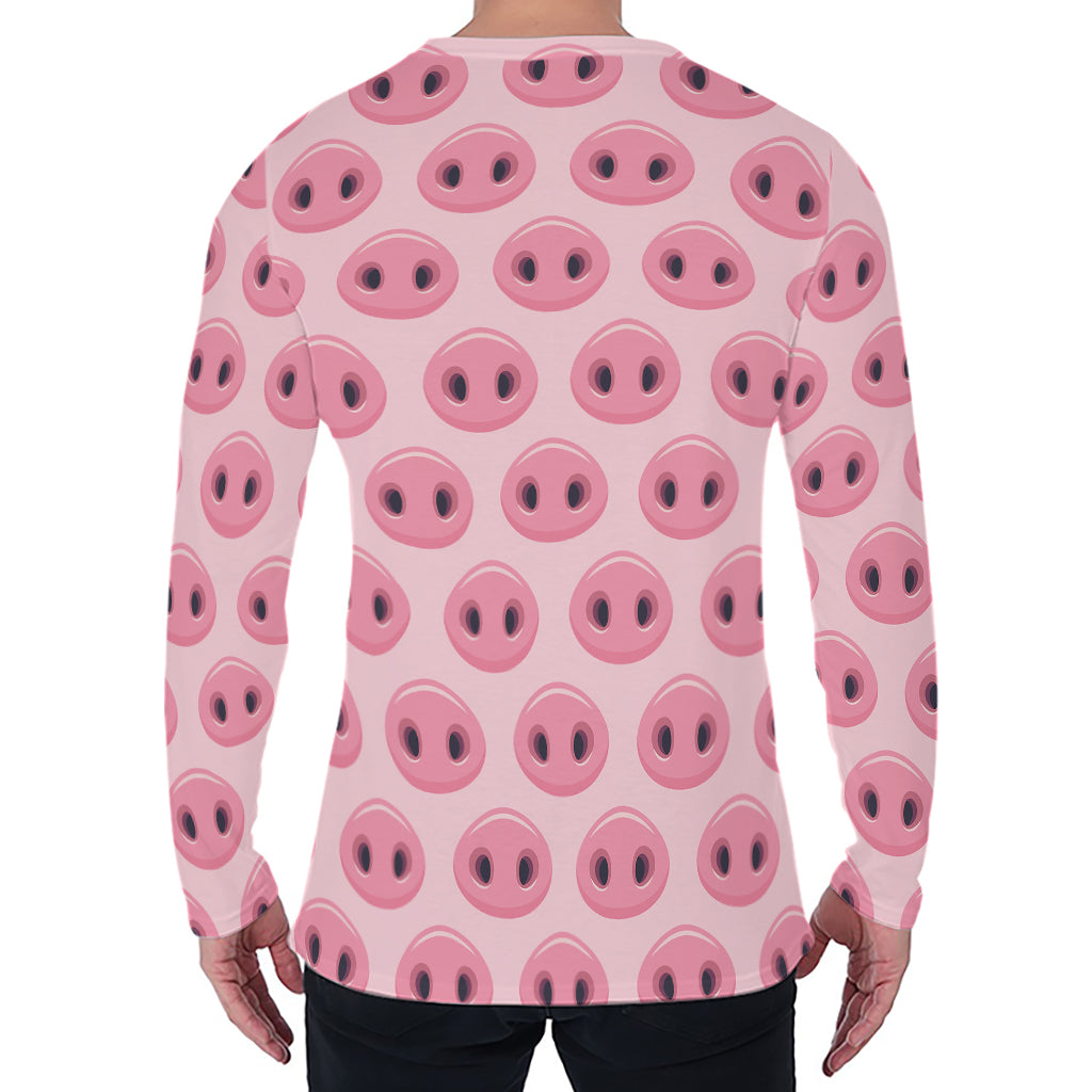 Pink Pig Nose Pattern Print Men's Long Sleeve T-Shirt