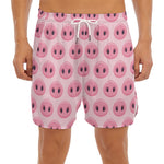 Pink Pig Nose Pattern Print Men's Split Running Shorts