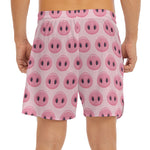 Pink Pig Nose Pattern Print Men's Split Running Shorts