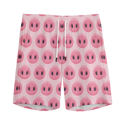 Pink Pig Nose Pattern Print Men's Sports Shorts