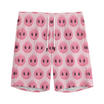Pink Pig Nose Pattern Print Men's Sports Shorts