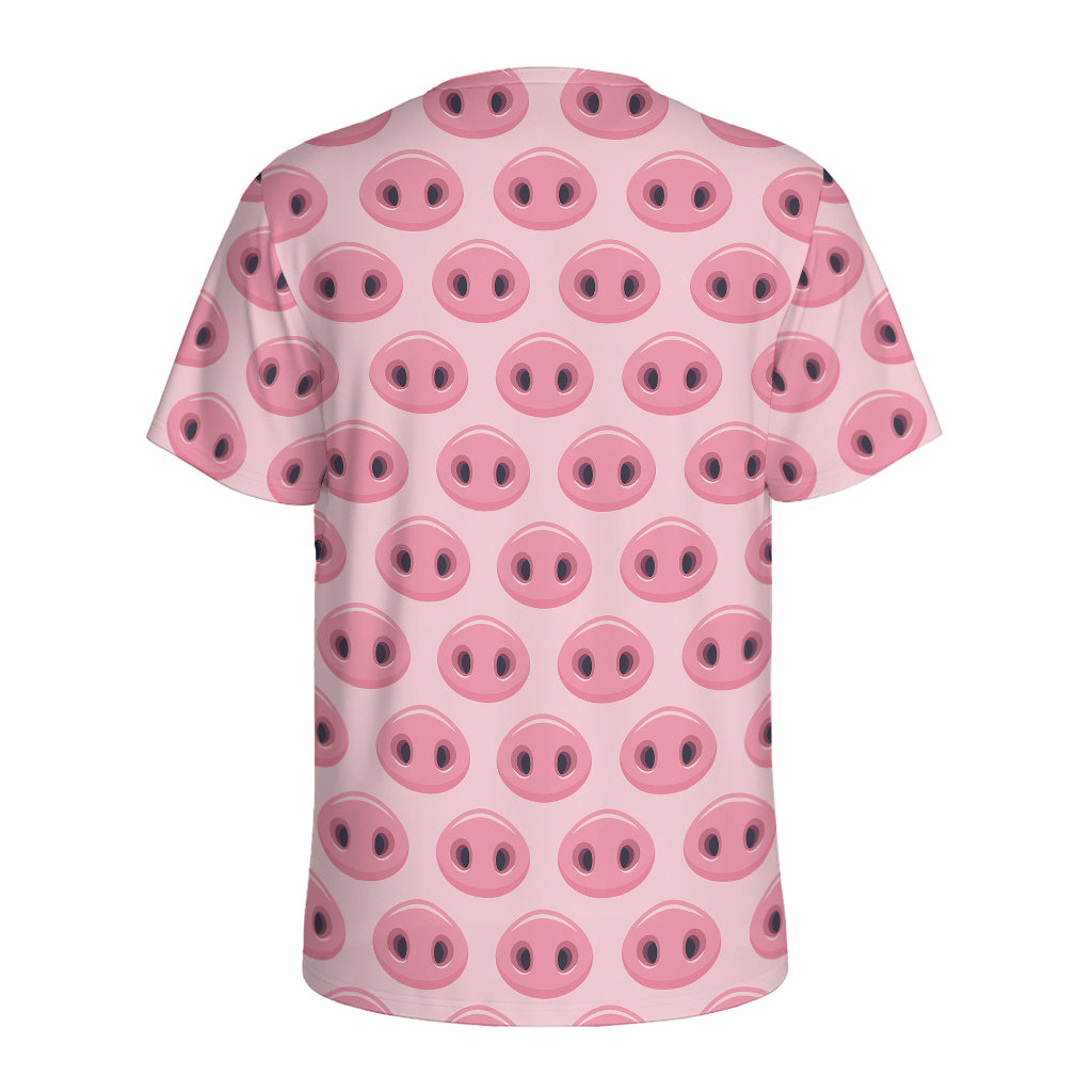 Pink Pig Nose Pattern Print Men's Sports T-Shirt