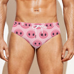 Pink Pig Nose Pattern Print Men's Swim Briefs