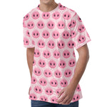 Pink Pig Nose Pattern Print Men's Velvet T-Shirt