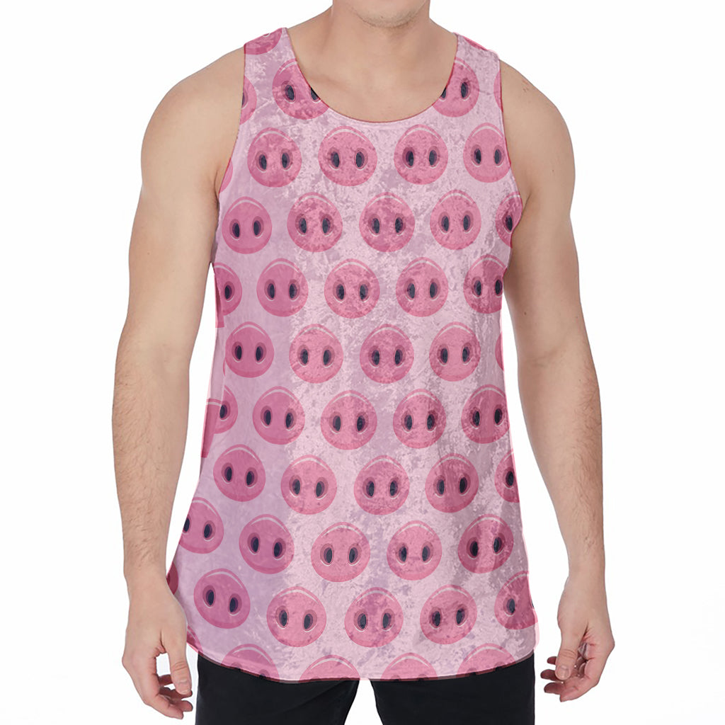 Pink Pig Nose Pattern Print Men's Velvet Tank Top