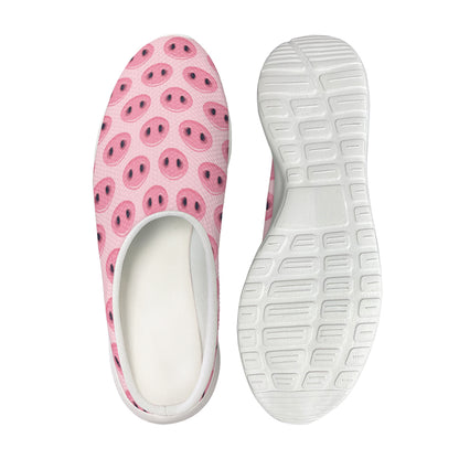 Pink Pig Nose Pattern Print Mesh Casual Shoes