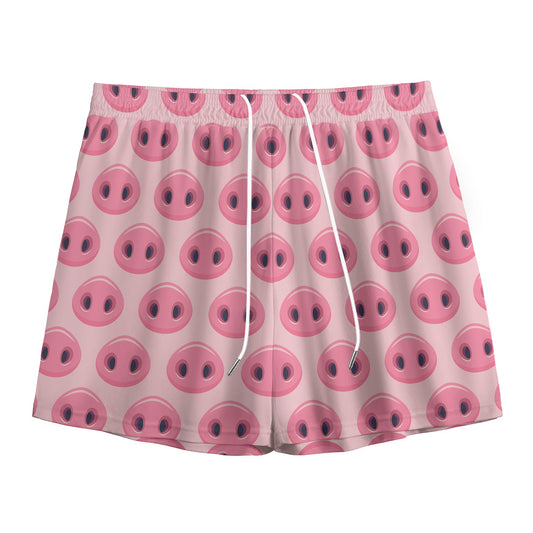 Pink Pig Nose Pattern Print Mesh Shorts