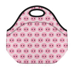 Pink Pig Nose Pattern Print Neoprene Lunch Bag
