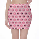 Pink Pig Nose Pattern Print Pencil Mini Skirt
