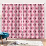 Pink Pig Nose Pattern Print Pencil Pleat Curtains