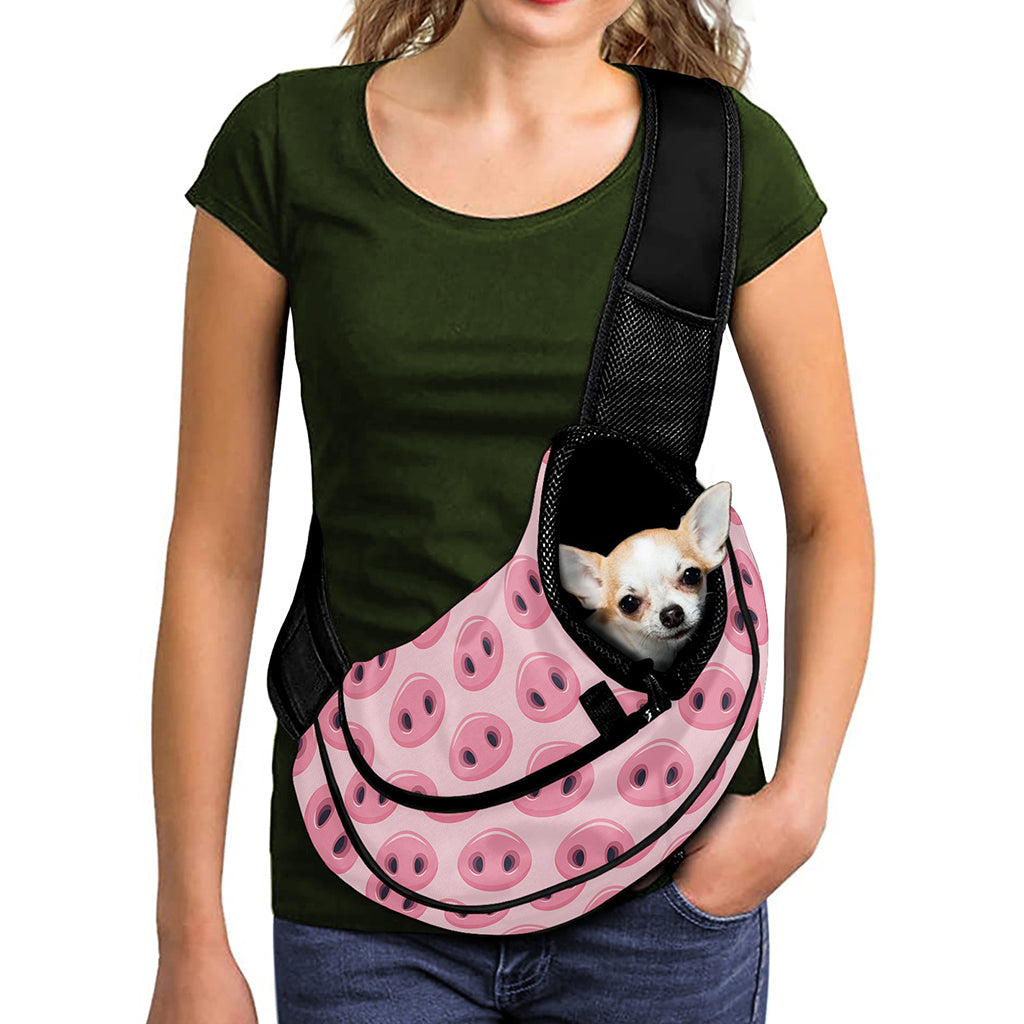 Pink Pig Nose Pattern Print Pet Sling Carrier