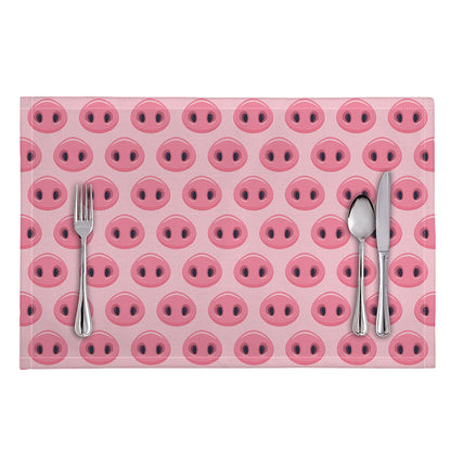 Pink Pig Nose Pattern Print Placemat