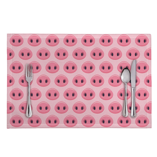 Pink Pig Nose Pattern Print Placemat