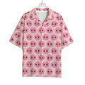 Pink Pig Nose Pattern Print Rayon Hawaiian Shirt