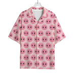Pink Pig Nose Pattern Print Rayon Hawaiian Shirt