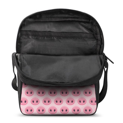 Pink Pig Nose Pattern Print Rectangular Crossbody Bag