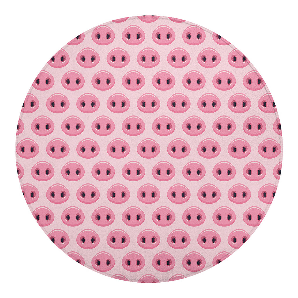 Pink Pig Nose Pattern Print Round Blanket