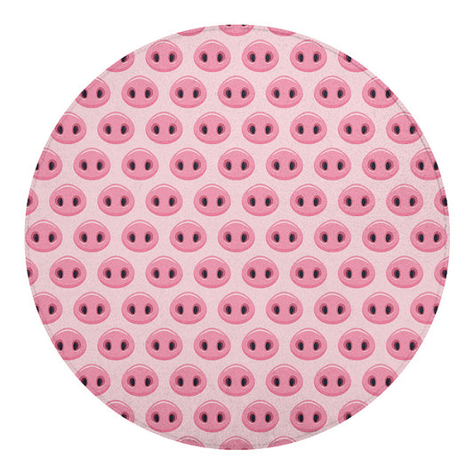 Pink Pig Nose Pattern Print Round Blanket