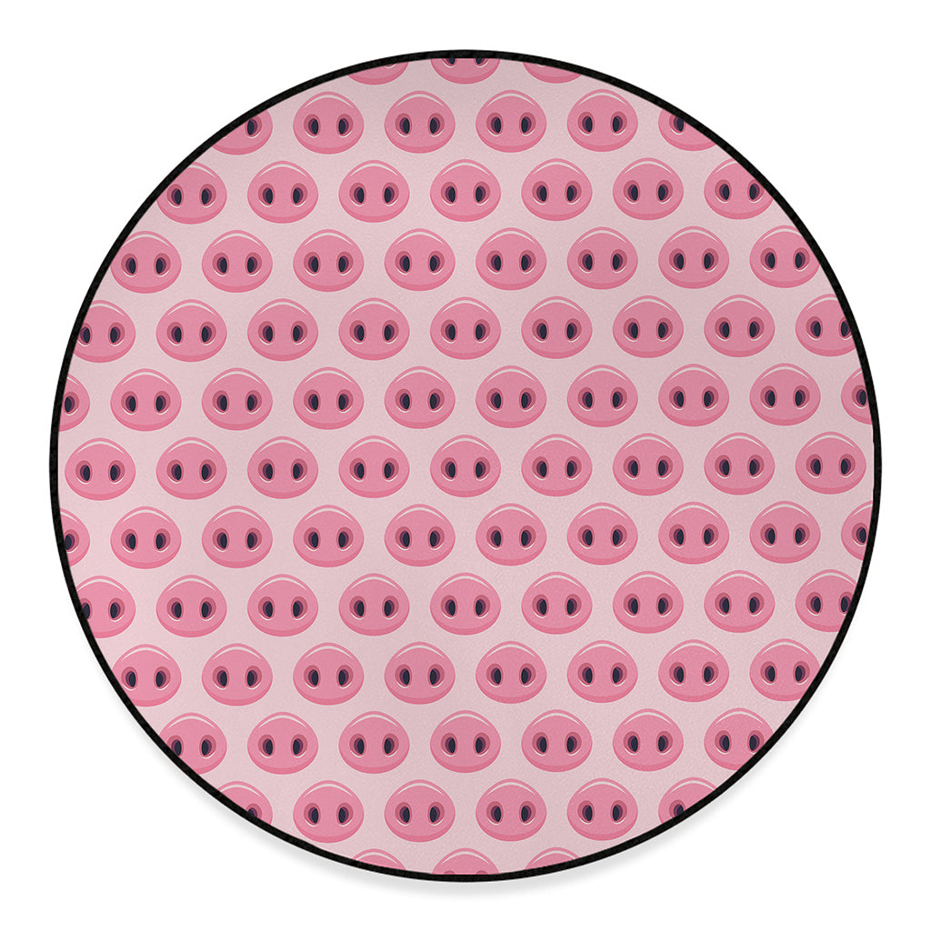Pink Pig Nose Pattern Print Round Floor Mat