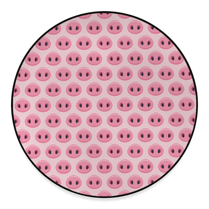 Pink Pig Nose Pattern Print Round Floor Mat