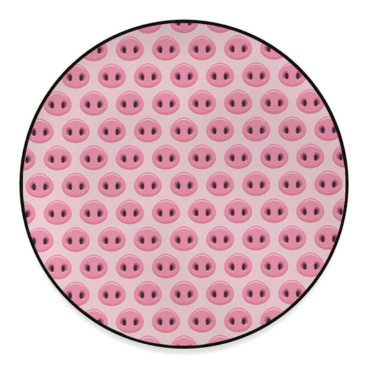 Pink Pig Nose Pattern Print Round Floor Mat