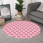 Pink Pig Nose Pattern Print Round Rug