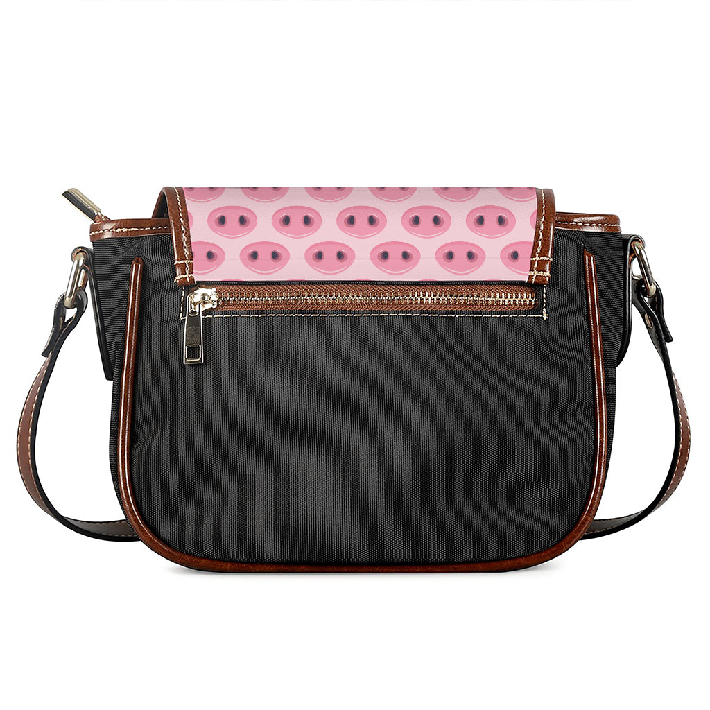 Pink Pig Nose Pattern Print Saddle Bag