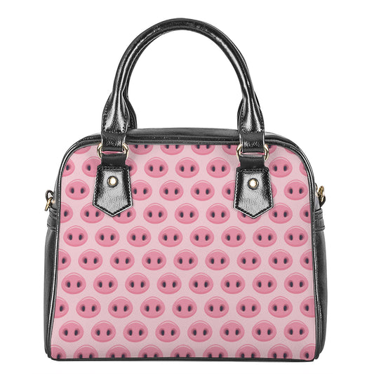 Pink Pig Nose Pattern Print Shoulder Handbag