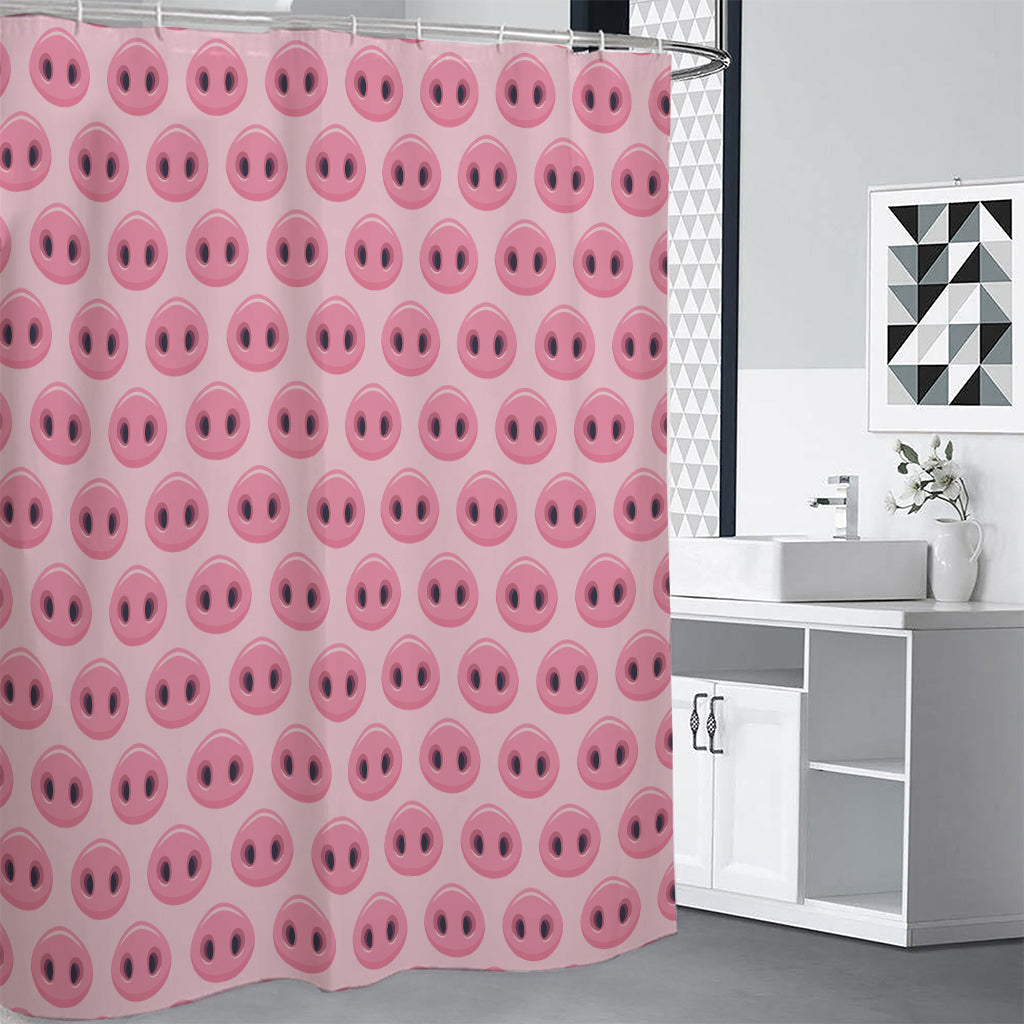 Pink Pig Nose Pattern Print Shower Curtain