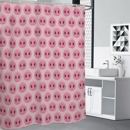 Pink Pig Nose Pattern Print Shower Curtain