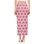 Pink Pig Nose Pattern Print Side Slit Maxi Skirt