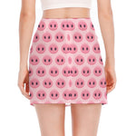 Pink Pig Nose Pattern Print Side Slit Mini Skirt