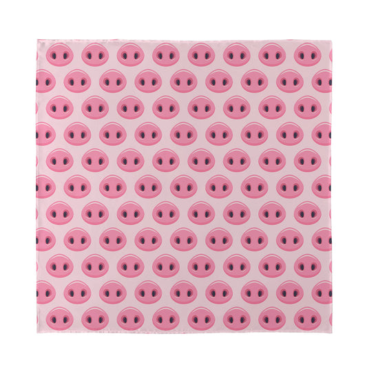 Pink Pig Nose Pattern Print Silk Bandana